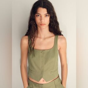 MANGO LINEN-BLEND SUIT WAISTCOAT